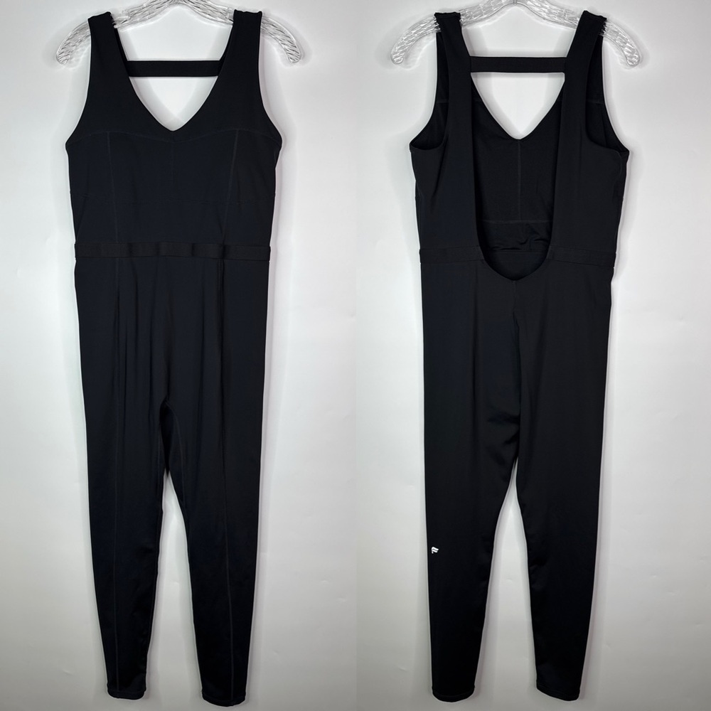 Fabletics Black Seamless Scoop Back Jumpsuit Size XL